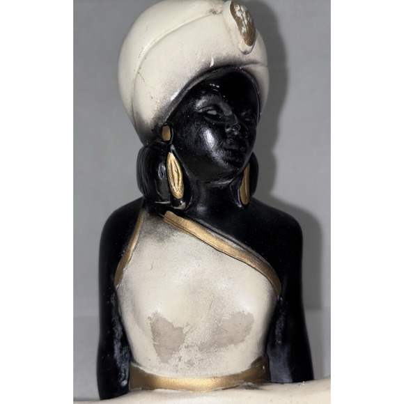 African Man & Woman Trinket Dish Ashtray Incense Art Statues '50's Chalkware - Picture 10 of 11